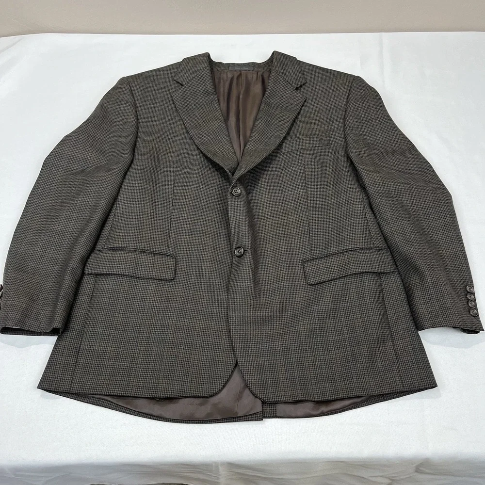 Vintage Polo Ralph Lauren Blazer Mens 44S Brown Houndstooth‎ 100% Wool